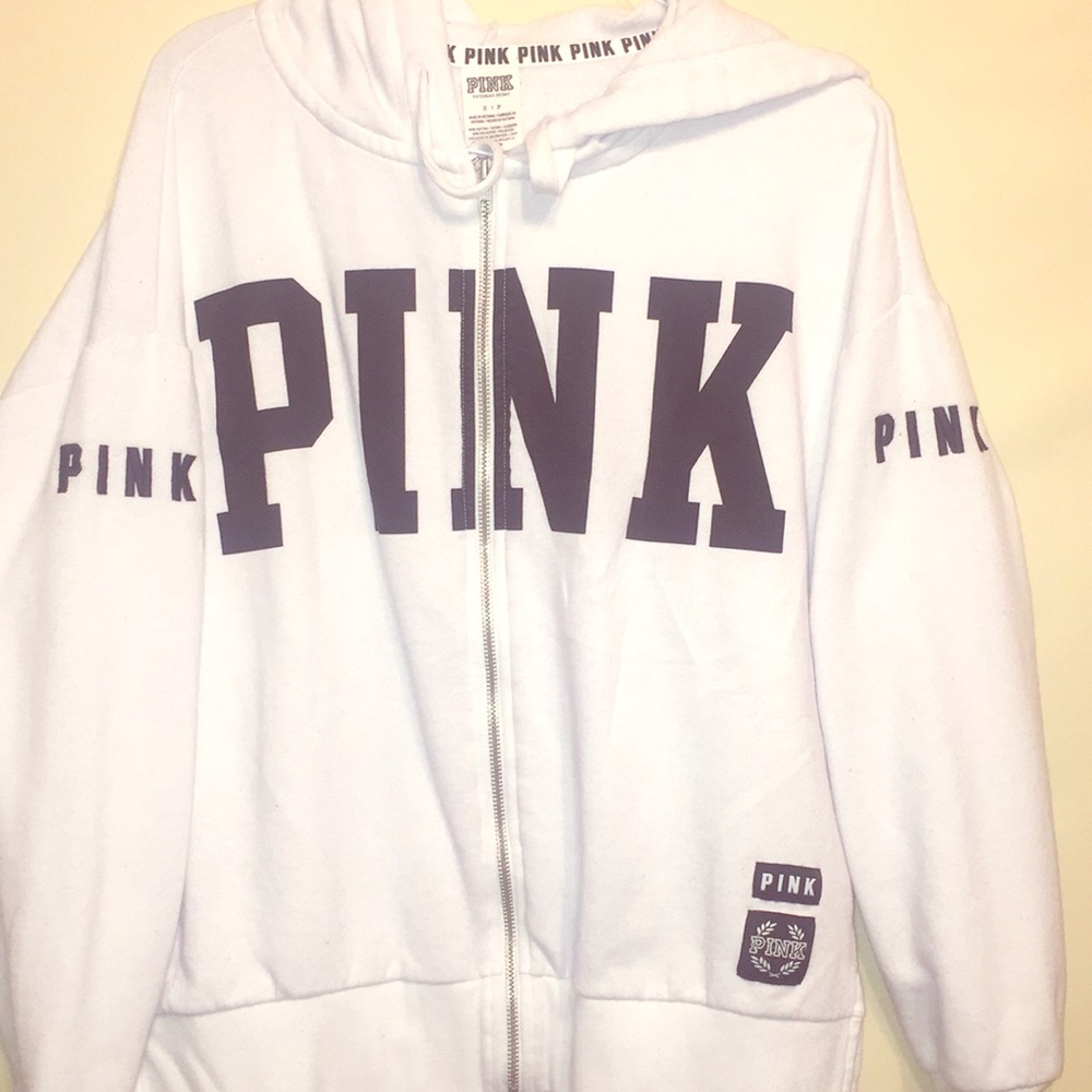 Pink hooded full zip sweatshirt
